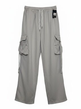 Lightweight Wide Leg Cargo Pants with Cargo Strap Light Khaki